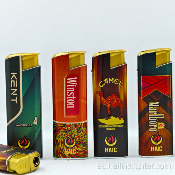 Encendedor de metal con antorcha recargable con envoltura de papel - Encendedor de butano